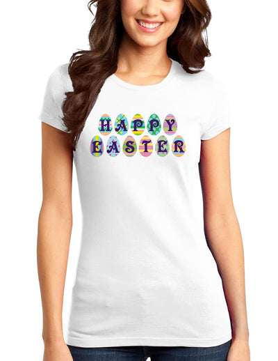 Easter Eggs Happy Easter Womens Juniors T-Shirt-Womens Juniors T-Shirt-TooLoud-White-Small-Davson Sales