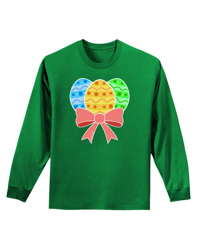 Easter Eggs With Bow Adult Long Sleeve Dark T-Shirt by TooLoud-TooLoud-Kelly-Green-Small-Davson Sales