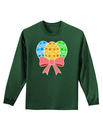 Easter Eggs With Bow Adult Long Sleeve Dark T-Shirt by TooLoud-TooLoud-Dark-Green-Small-Davson Sales