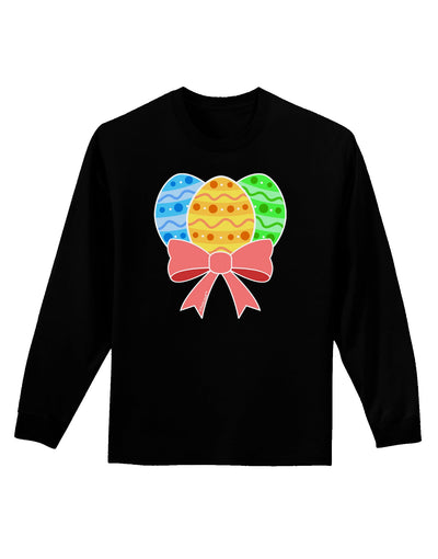 Easter Eggs With Bow Adult Long Sleeve Dark T-Shirt by TooLoud-TooLoud-Black-Small-Davson Sales