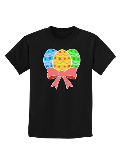 Easter Eggs With Bow Childrens Dark T-Shirt by TooLoud-Childrens T-Shirt-TooLoud-Black-X-Small-Davson Sales