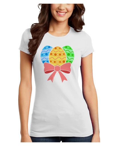 Easter Eggs With Bow Juniors T-Shirt by TooLoud-Womens Juniors T-Shirt-TooLoud-White-Juniors Fitted X-Small-Davson Sales