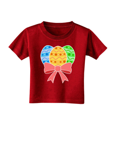 Easter Eggs With Bow Toddler T-Shirt Dark by TooLoud-Toddler T-Shirt-TooLoud-Red-2T-Davson Sales