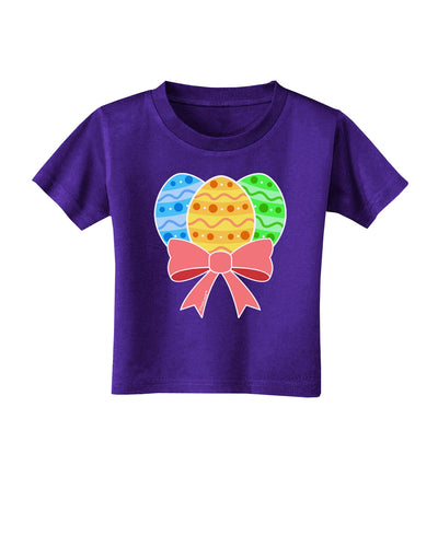 Easter Eggs With Bow Toddler T-Shirt Dark by TooLoud-Toddler T-Shirt-TooLoud-Purple-2T-Davson Sales
