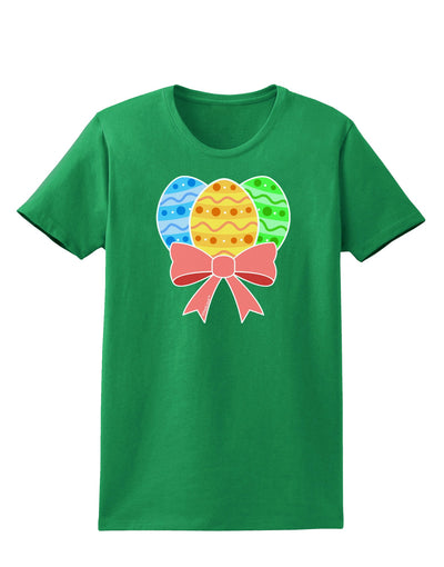 Easter Eggs With Bow Womens Dark T-Shirt by TooLoud-Womens T-Shirt-TooLoud-Kelly-Green-X-Small-Davson Sales