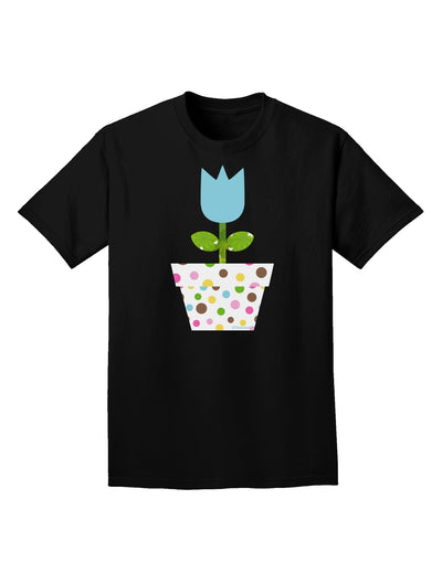 Easter Tulip Design - Blue Adult Dark T-Shirt by TooLoud-Mens T-Shirt-TooLoud-Black-Small-Davson Sales