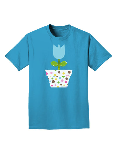 Easter Tulip Design - Blue Adult Dark T-Shirt by TooLoud-Mens T-Shirt-TooLoud-Turquoise-Small-Davson Sales