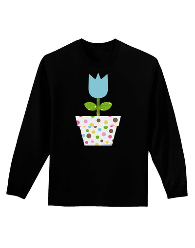 Easter Tulip Design - Blue Adult Long Sleeve Dark T-Shirt by TooLoud-TooLoud-Black-Small-Davson Sales