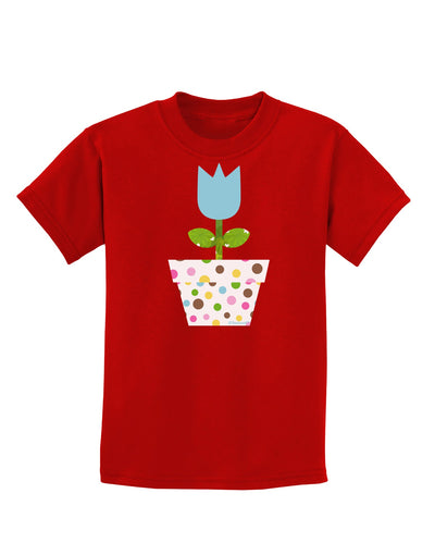 Easter Tulip Design - Blue Childrens Dark T-Shirt by TooLoud-Childrens T-Shirt-TooLoud-Red-X-Small-Davson Sales