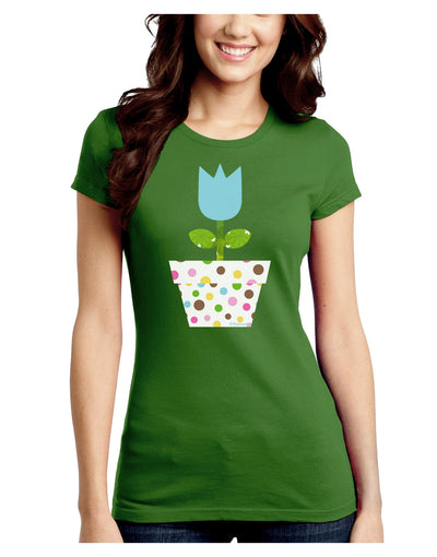 Easter Tulip Design - Blue Juniors Crew Dark T-Shirt by TooLoud-T-Shirts Juniors Tops-TooLoud-Kiwi-Green-Juniors Fitted X-Small-Davson Sales