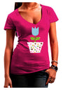 Easter Tulip Design - Blue Juniors V-Neck Dark T-Shirt by TooLoud-Womens V-Neck T-Shirts-TooLoud-Hot-Pink-Juniors Fitted Small-Davson Sales