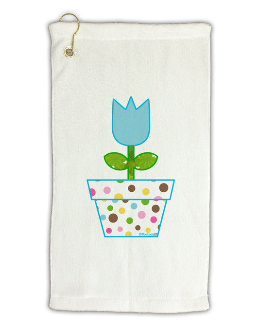 Easter Tulip Design - Blue Micro Terry Gromet Golf Towel 16 x 25 inch by TooLoud-Golf Towel-TooLoud-White-Davson Sales