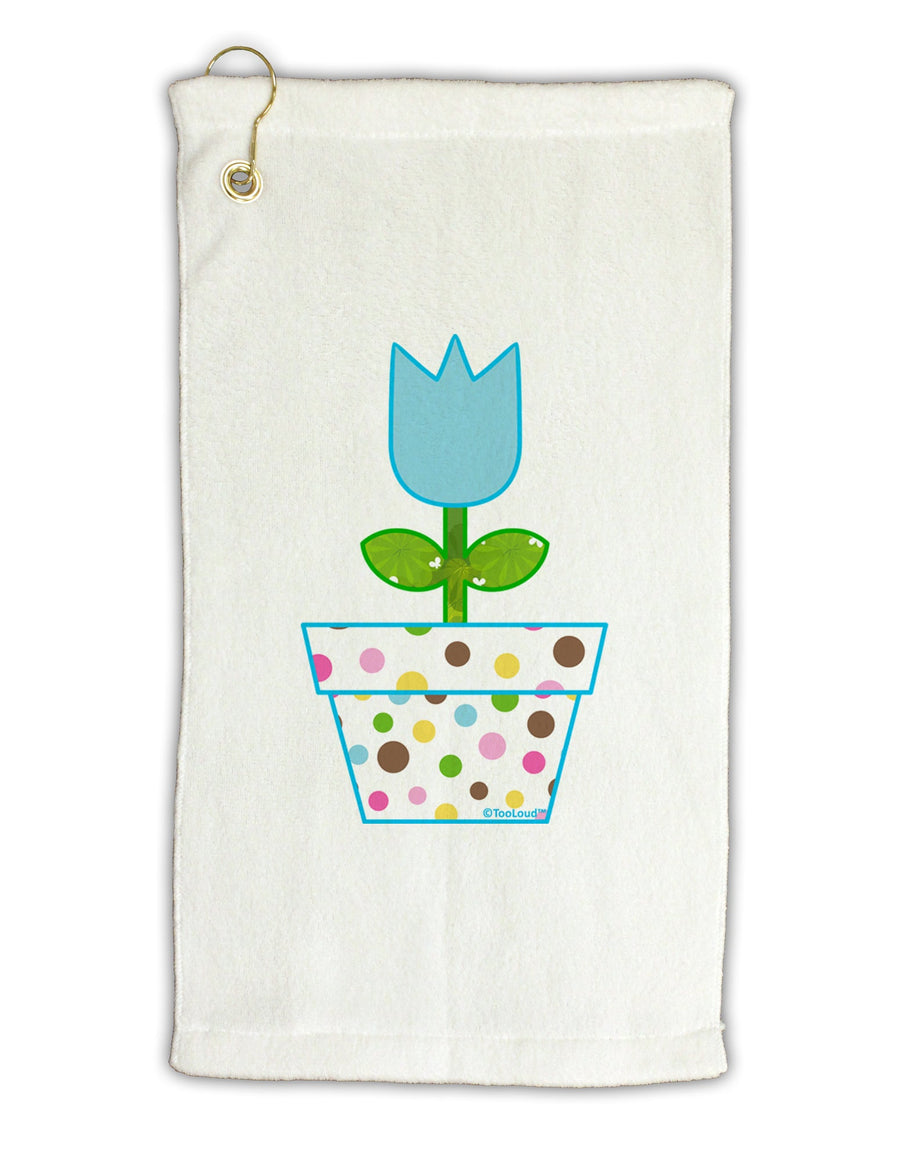 Easter Tulip Design - Blue Micro Terry Gromet Golf Towel 16 x 25 inch by TooLoud
