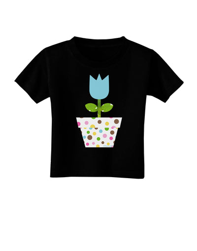 Easter Tulip Design - Blue Toddler T-Shirt Dark by TooLoud-Toddler T-Shirt-TooLoud-Black-2T-Davson Sales