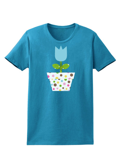 Easter Tulip Design - Blue Womens Dark T-Shirt by TooLoud-Womens T-Shirt-TooLoud-Turquoise-X-Small-Davson Sales