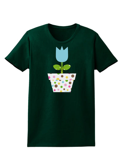 Easter Tulip Design - Blue Womens Dark T-Shirt by TooLoud-Womens T-Shirt-TooLoud-Forest-Green-Small-Davson Sales