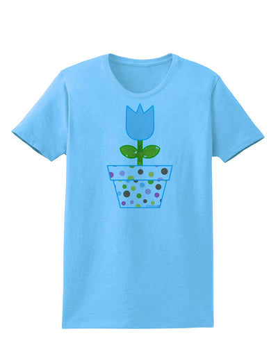 Easter Tulip Design - Blue Womens T-Shirt by TooLoud-Womens T-Shirt-TooLoud-Aquatic-Blue-X-Small-Davson Sales