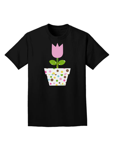 Easter Tulip Design - Pink Adult Dark T-Shirt by TooLoud-Mens T-Shirt-TooLoud-Black-Small-Davson Sales