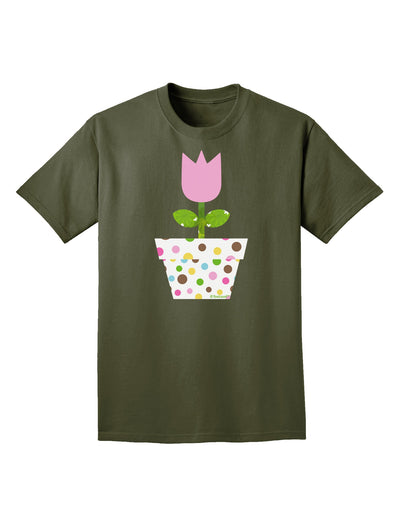 Easter Tulip Design - Pink Adult Dark T-Shirt by TooLoud-Mens T-Shirt-TooLoud-Military-Green-Small-Davson Sales