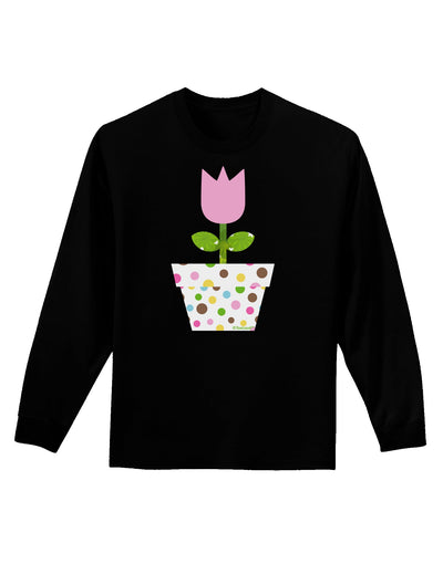 Easter Tulip Design - Pink Adult Long Sleeve Dark T-Shirt by TooLoud-TooLoud-Black-Small-Davson Sales