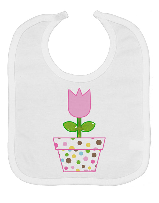 Easter Tulip Design - Pink Baby Bib by TooLoud