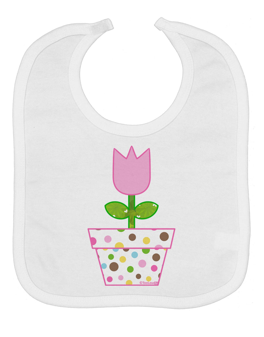 Easter Tulip Design - Pink Baby Bib by TooLoud