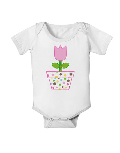 Easter Tulip Design - Pink Baby Romper Bodysuit by TooLoud-Baby Romper-TooLoud-White-06-Months-Davson Sales