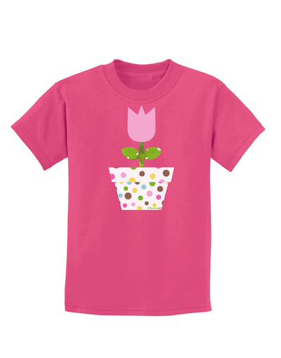 Easter Tulip Design - Pink Childrens Dark T-Shirt by TooLoud-Childrens T-Shirt-TooLoud-Sangria-X-Small-Davson Sales