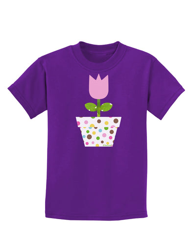 Easter Tulip Design - Pink Childrens Dark T-Shirt by TooLoud-Childrens T-Shirt-TooLoud-Purple-X-Small-Davson Sales