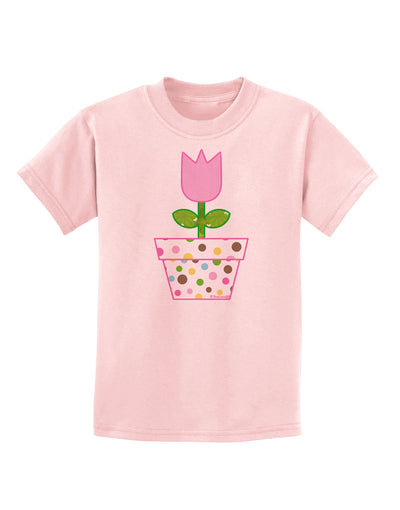 Easter Tulip Design - Pink Childrens T-Shirt by TooLoud-Childrens T-Shirt-TooLoud-PalePink-X-Small-Davson Sales