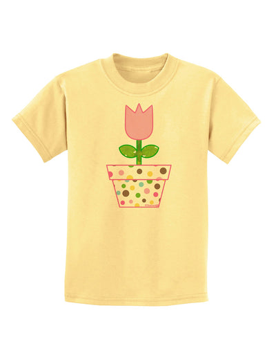 Easter Tulip Design - Pink Childrens T-Shirt by TooLoud-Childrens T-Shirt-TooLoud-Daffodil-Yellow-X-Small-Davson Sales