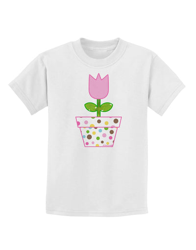 Easter Tulip Design - Pink Childrens T-Shirt by TooLoud-Childrens T-Shirt-TooLoud-White-X-Small-Davson Sales