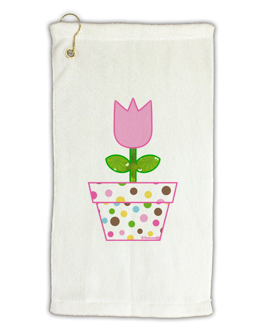 Easter Tulip Design - Pink Micro Terry Gromet Golf Towel 16 x 25 inch by TooLoud