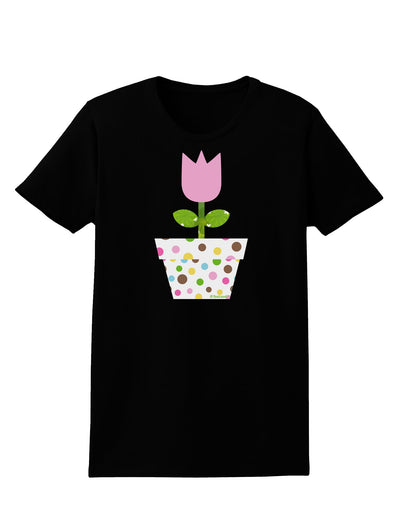 Easter Tulip Design - Pink Womens Dark T-Shirt by TooLoud-Womens T-Shirt-TooLoud-Black-X-Small-Davson Sales