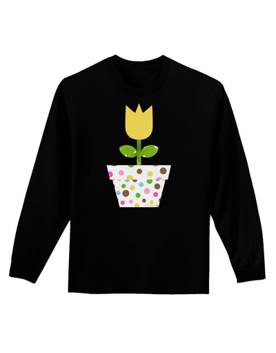 Easter Tulip Design - Yellow Adult Long Sleeve Dark T-Shirt by TooLoud-TooLoud-Black-Small-Davson Sales