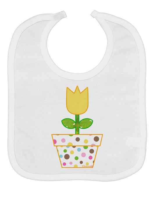 Easter Tulip Design - Yellow Baby Bib by TooLoud