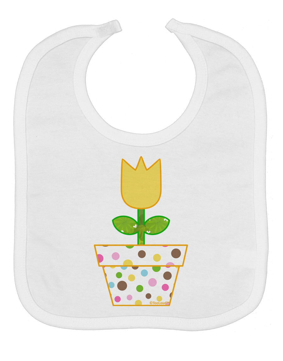 Easter Tulip Design - Yellow Baby Bib by TooLoud