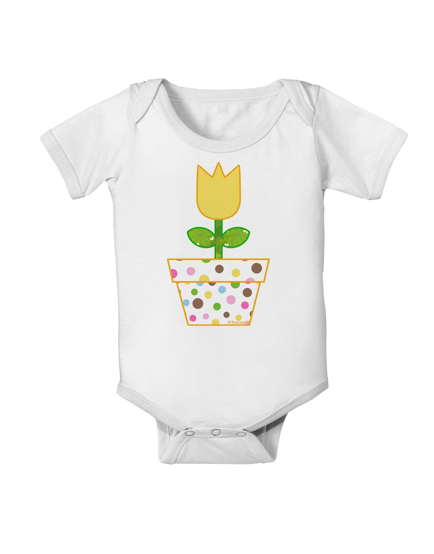 Easter Tulip Design - Yellow Baby Romper Bodysuit by TooLoud-Baby Romper-TooLoud-White-06-Months-Davson Sales