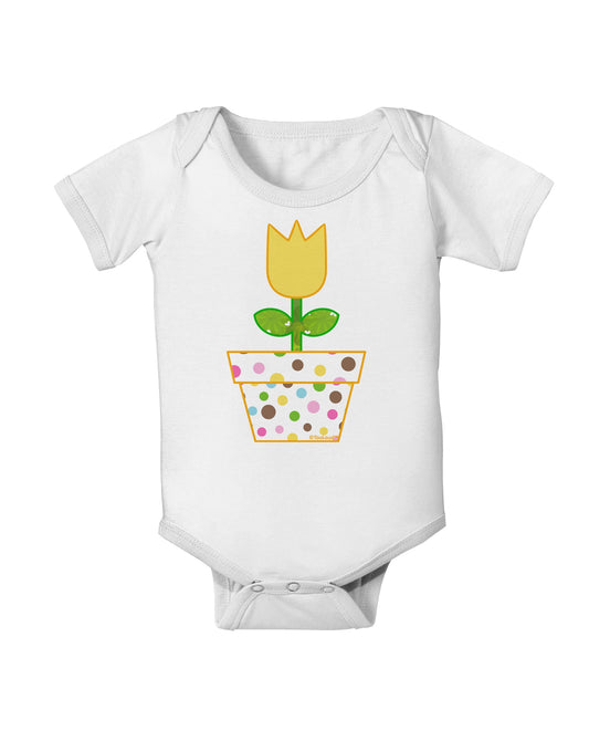 Easter Tulip Design - Yellow Baby Romper Bodysuit by TooLoud-Baby Romper-TooLoud-White-06-Months-Davson Sales