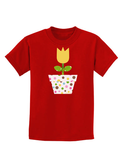 Easter Tulip Design - Yellow Childrens Dark T-Shirt by TooLoud-Childrens T-Shirt-TooLoud-Red-X-Small-Davson Sales