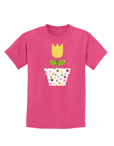 Easter Tulip Design - Yellow Childrens Dark T-Shirt by TooLoud-Childrens T-Shirt-TooLoud-Sangria-X-Small-Davson Sales