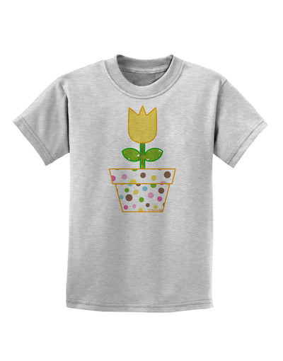 Easter Tulip Design - Yellow Childrens T-Shirt by TooLoud-Childrens T-Shirt-TooLoud-AshGray-X-Small-Davson Sales