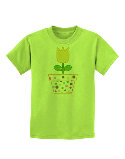 Easter Tulip Design - Yellow Childrens T-Shirt by TooLoud-Childrens T-Shirt-TooLoud-Lime-Green-X-Small-Davson Sales