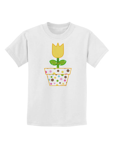 Easter Tulip Design - Yellow Childrens T-Shirt by TooLoud-Childrens T-Shirt-TooLoud-White-X-Small-Davson Sales