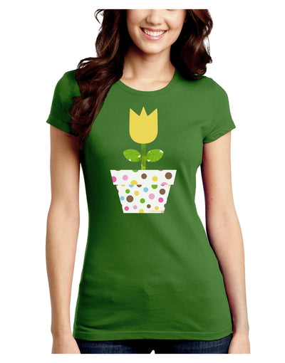 Easter Tulip Design - Yellow Juniors Crew Dark T-Shirt by TooLoud-T-Shirts Juniors Tops-TooLoud-Kiwi-Green-Juniors Fitted X-Small-Davson Sales