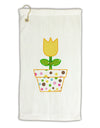 Easter Tulip Design - Yellow Micro Terry Gromet Golf Towel 16 x 25 inch by TooLoud