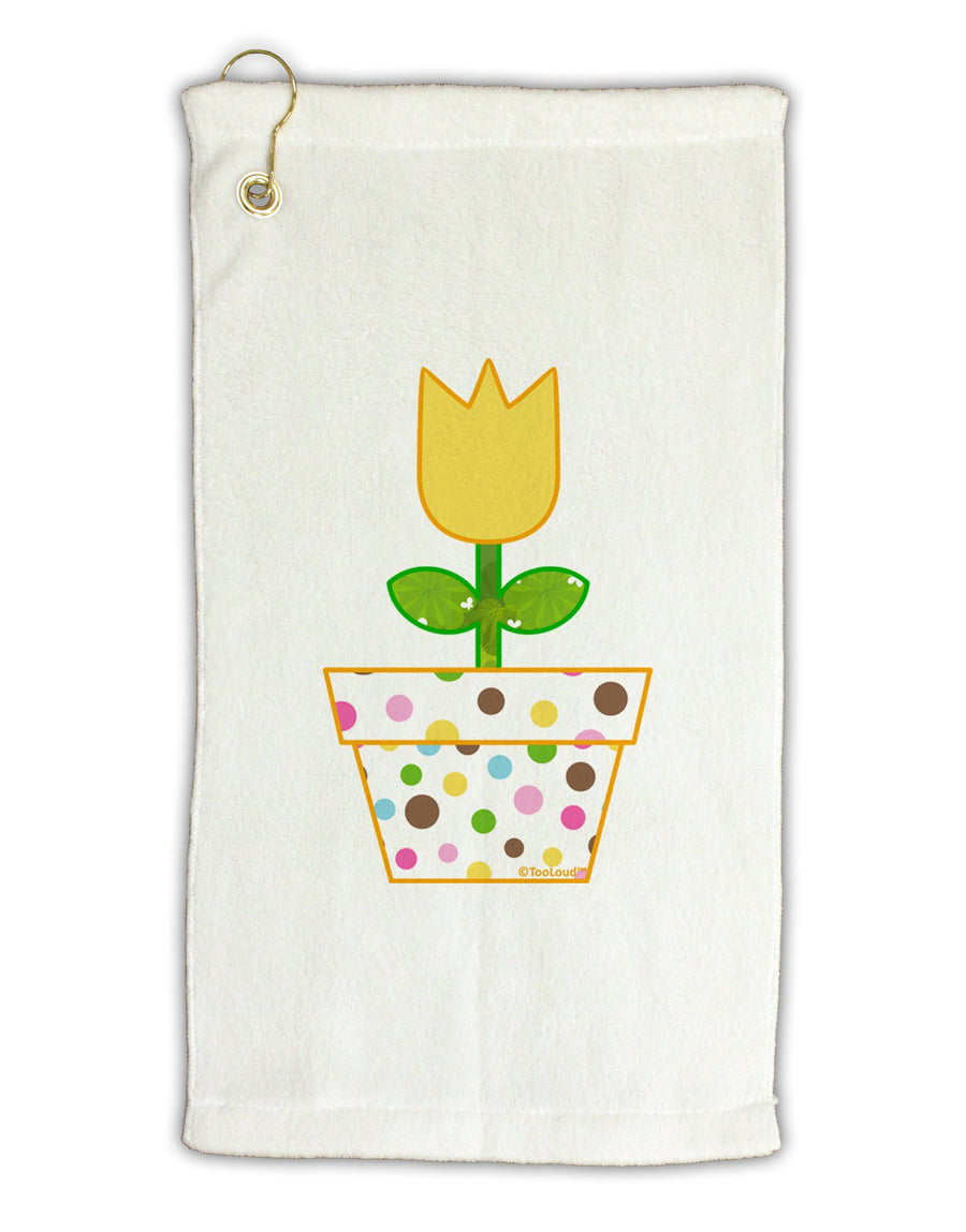 Easter Tulip Design - Yellow Micro Terry Gromet Golf Towel 16 x 25 inch by TooLoud-Golf Towel-TooLoud-White-Davson Sales
