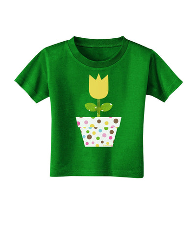 Easter Tulip Design - Yellow Toddler T-Shirt Dark by TooLoud-Toddler T-Shirt-TooLoud-Clover-Green-2T-Davson Sales