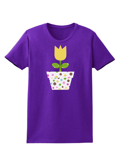 Easter Tulip Design - Yellow Womens Dark T-Shirt by TooLoud-Womens T-Shirt-TooLoud-Purple-X-Small-Davson Sales