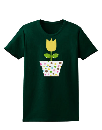 Easter Tulip Design - Yellow Womens Dark T-Shirt by TooLoud-Womens T-Shirt-TooLoud-Forest-Green-Small-Davson Sales